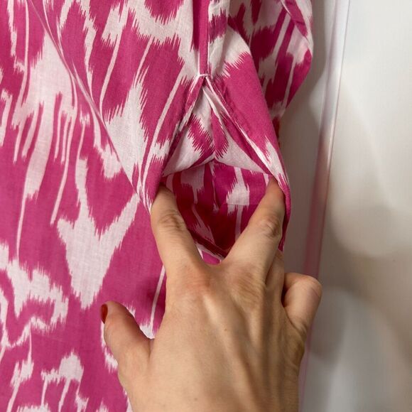 Gretchen Scott Batik Print Tunic Top Dress Pink Orange Embroidered Size Large - Picture 6 of 8